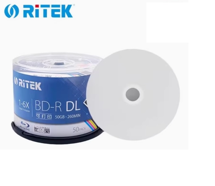 铼德(RITEK) 蓝光可打印 BD-R 1-6速50G 空白光盘/光碟/刻录盘/大容量 桶装50片